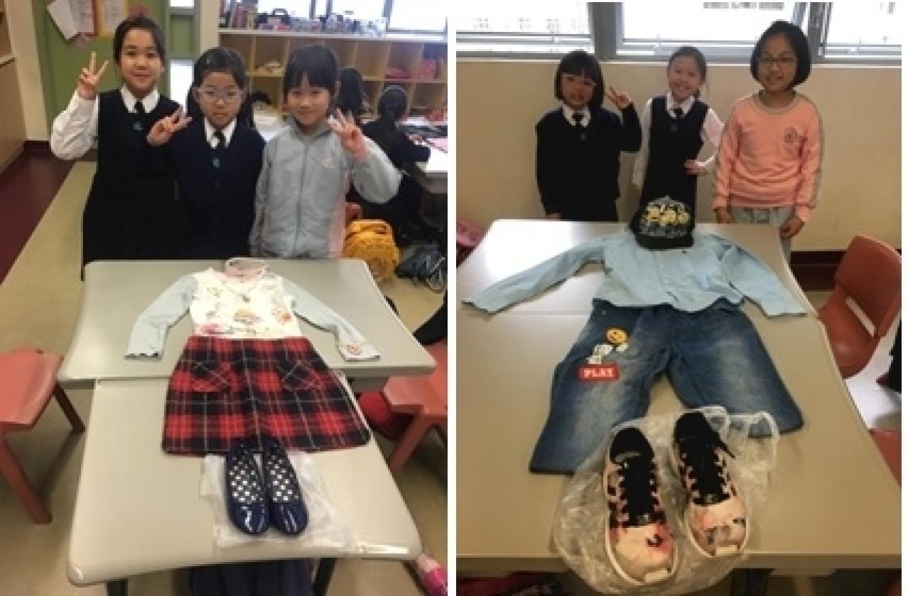  P.3 students showed and introduced the different outfits for different occasions.